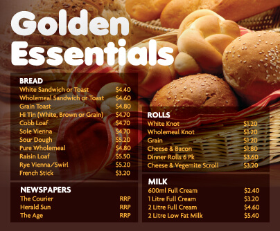 Menu - Golden Nugget Bakery